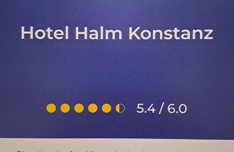 Zertifikat Holiday Check 24 mit 5,4 Punkten von 6