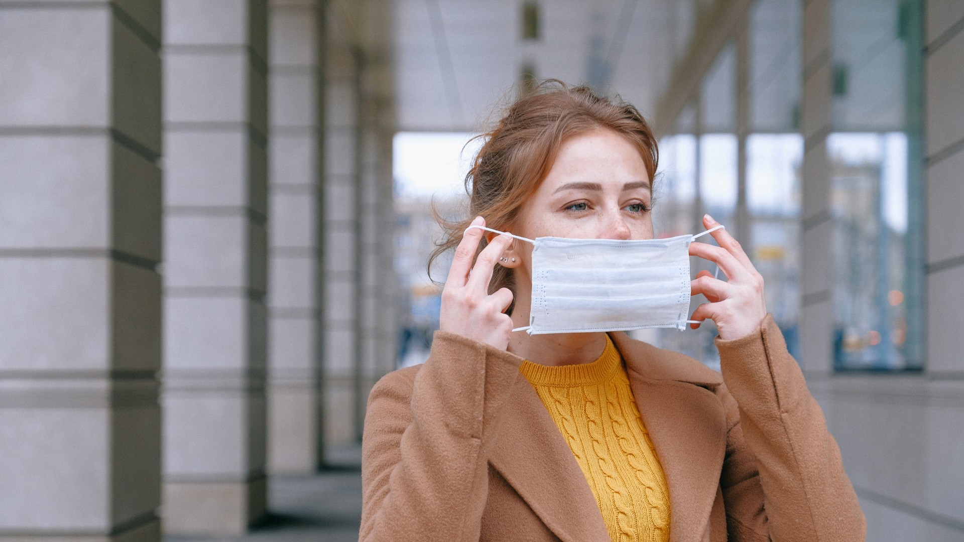 Woman with face mask