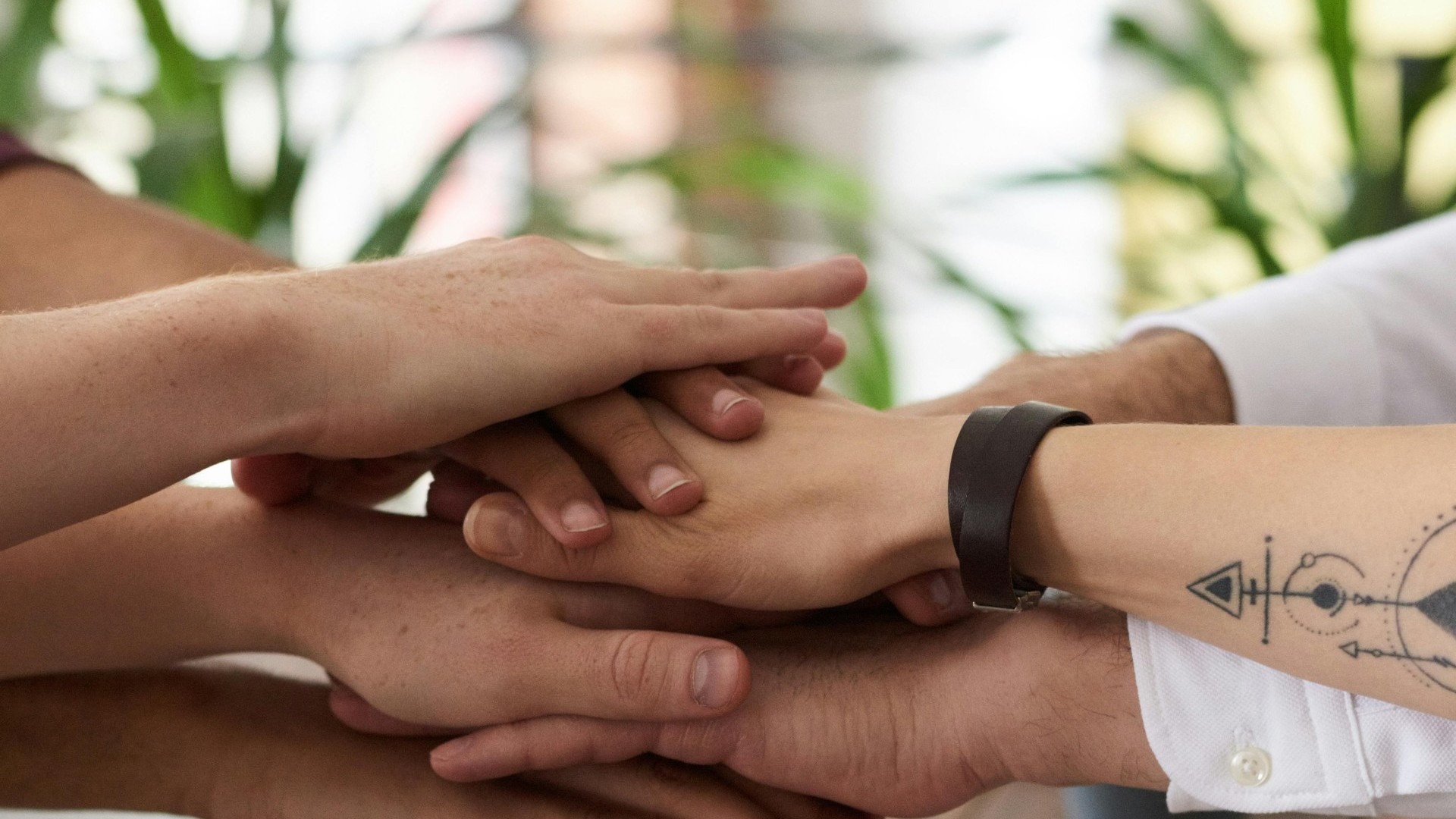 Team hands as a symbol of unity