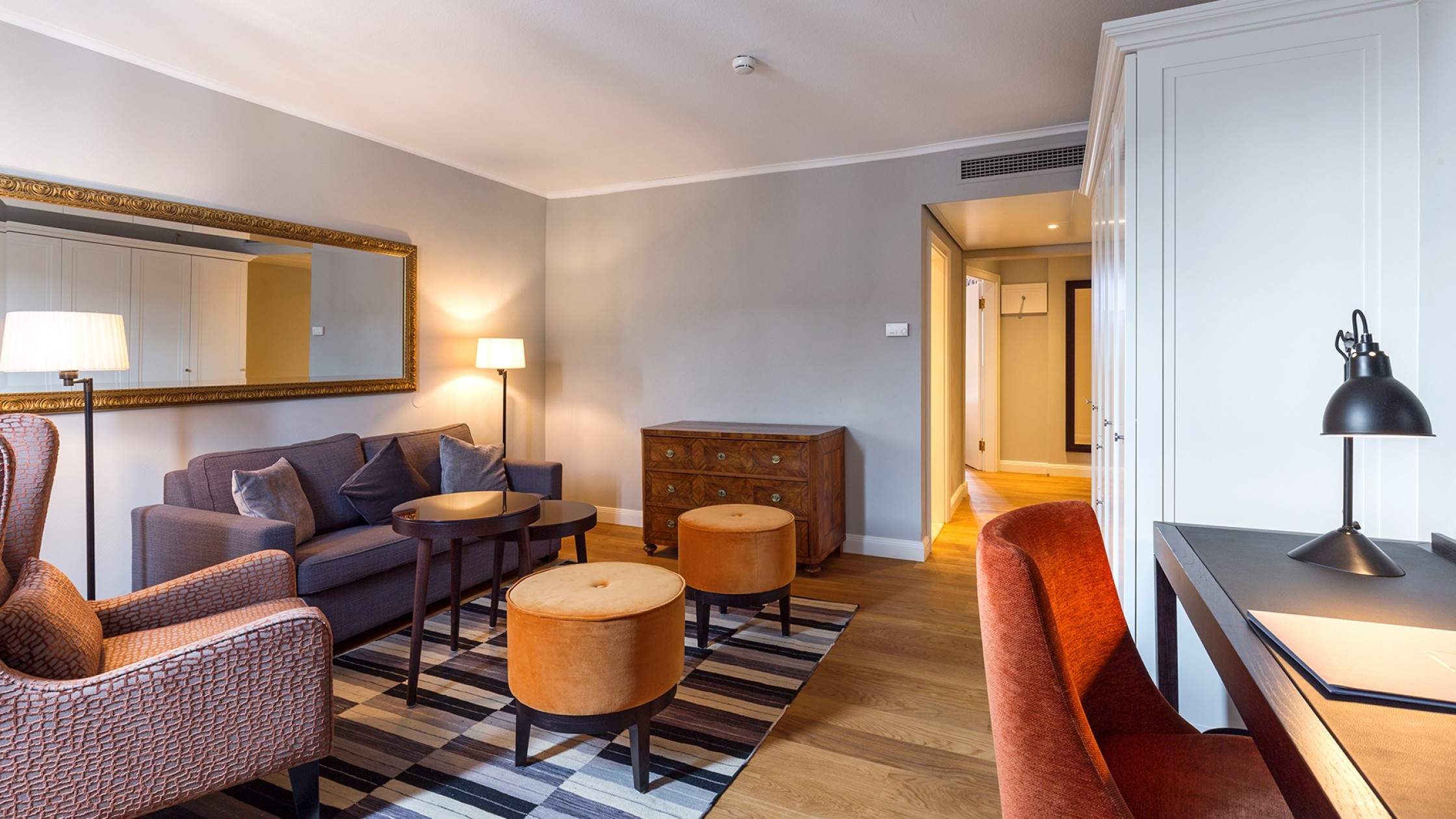 Modern suite at Hotel Halm Constance with separate living area