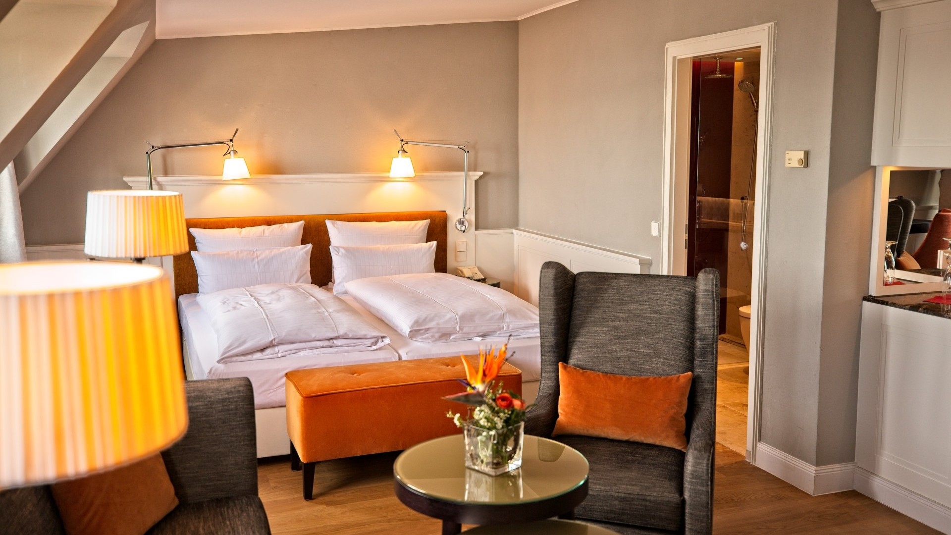uperior double room at Hotel Halm Constance with elegant design and modern amenities.